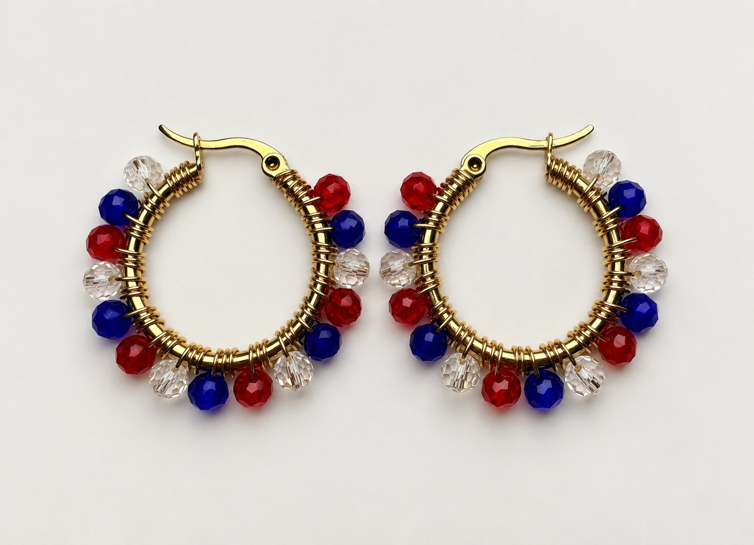 Aros Fiestas Patrias Cristales, aros artesanales hechos a mano – Karivé Joyas