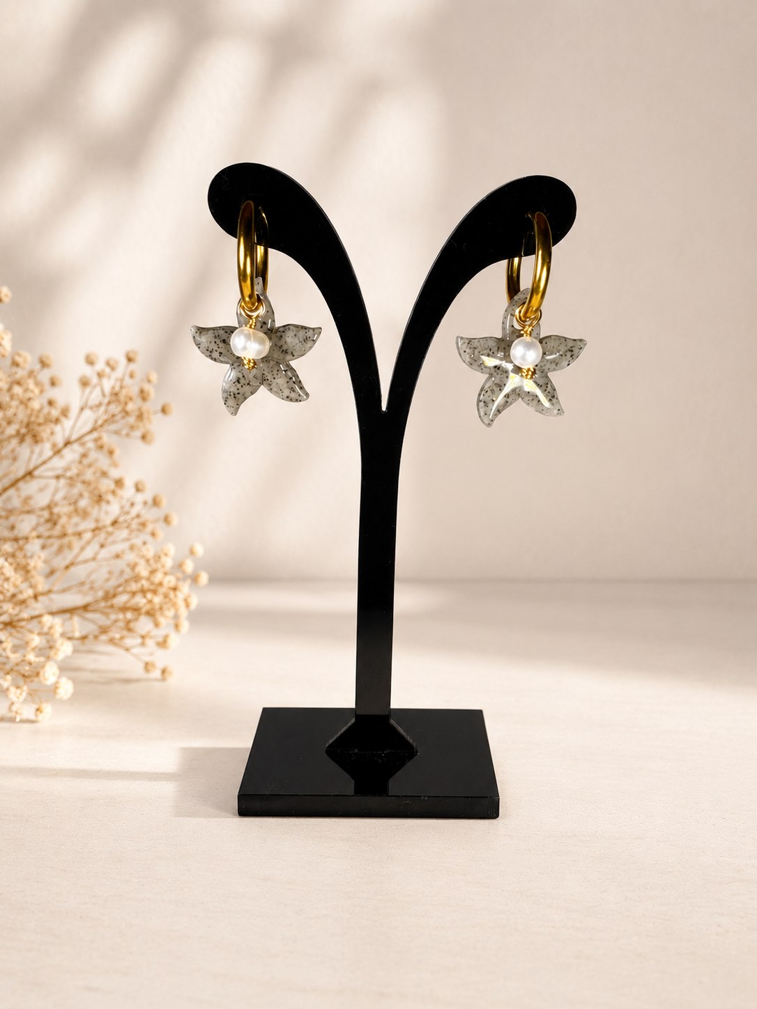Aros Estrella de Mar Arena Dorado, aros artesanales hechos a mano color dorado – Karivé Joyas