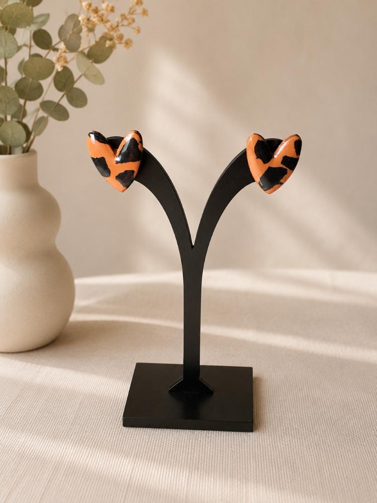 Aros Corazón Animal Print, aros artesanales hechos a mano – Karivé Joyas