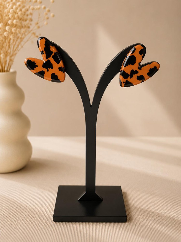 Aros Corazón Animal Print, aros artesanales hechos a mano – Karivé Joyas
