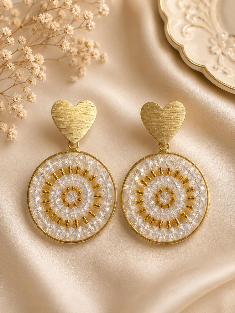 Argollas Mandala Dorado, aros artesanales hechos a mano color dorado – Karivé Joyas
