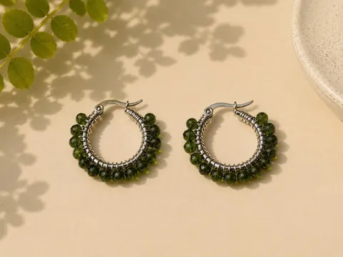 Argollas Cristal Verde, aros hechos a mano – Karivé Joyas