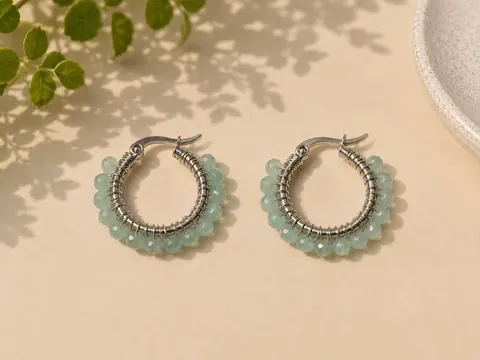 Argollas Cristal Celeste, aros hechos a mano – Karivé Joyas