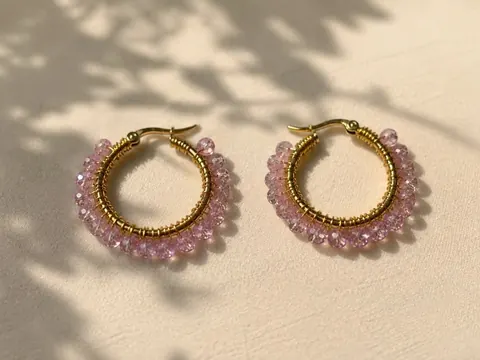 Argollas Cristal Lila, aros hechos a mano – Karivé Joyas