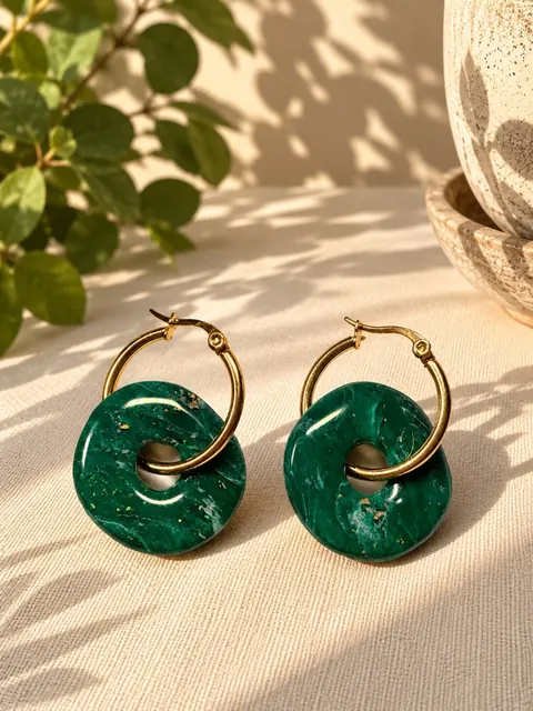 Aros Charms Donut Verde, aros hechos a mano – Karivé Joyas