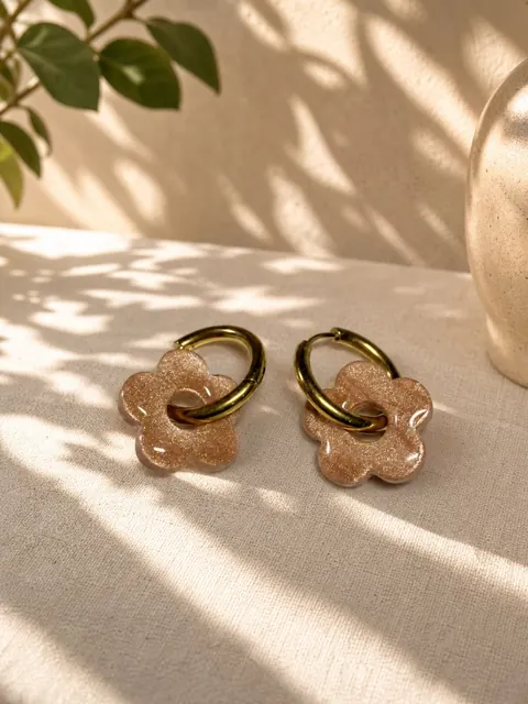 Aros Charms Flor Cobre, aros hechos a mano – Karivé Joyas