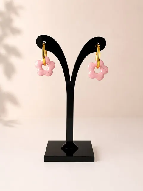 Aros Charms Rosa Brillos, aros hechos a mano – Karivé Joyas