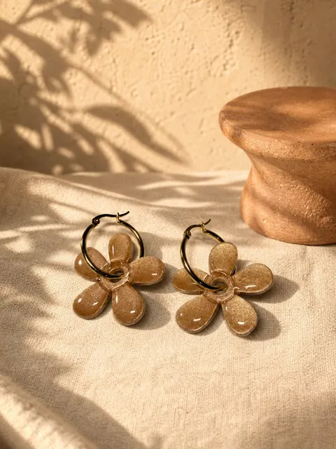 Aros Flor Argolla Cobre, aros hechos a mano – Karivé Joyas