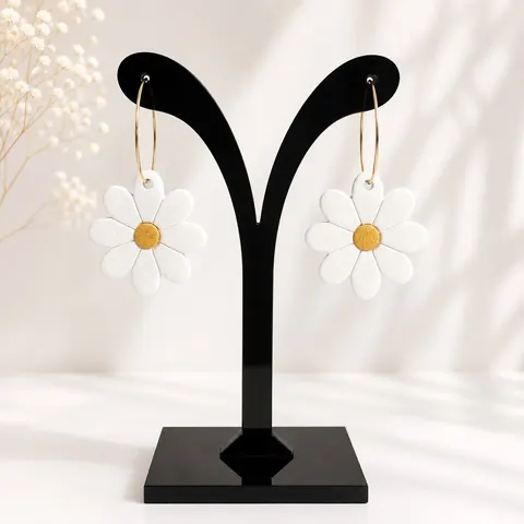 Aros Flor Argolla Margarita, aros hechos a mano – Karivé Joyas