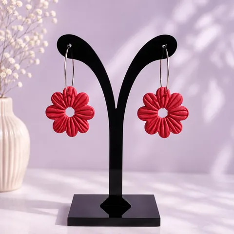 Aros Flor Roja, aros hechos a mano – Karivé Joyas