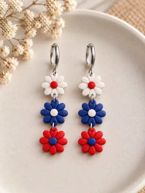 Aros Flores Tricolor, aros hechos a mano – Karivé Joyas