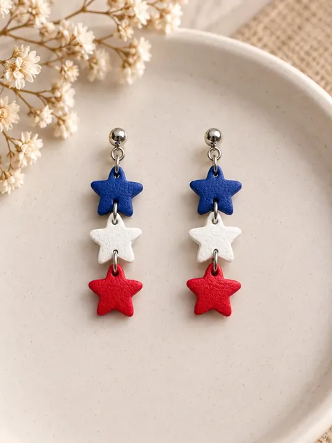 Aros Estrellas Tricolor, aros hechos a mano – Karivé Joyas