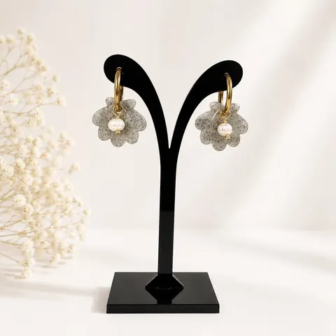 Aros Concha Arena Dorado, aros hechos a mano – Karivé Joyas