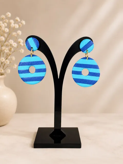 Aros Azul Rayas, aros hechos a mano – Karivé Joyas