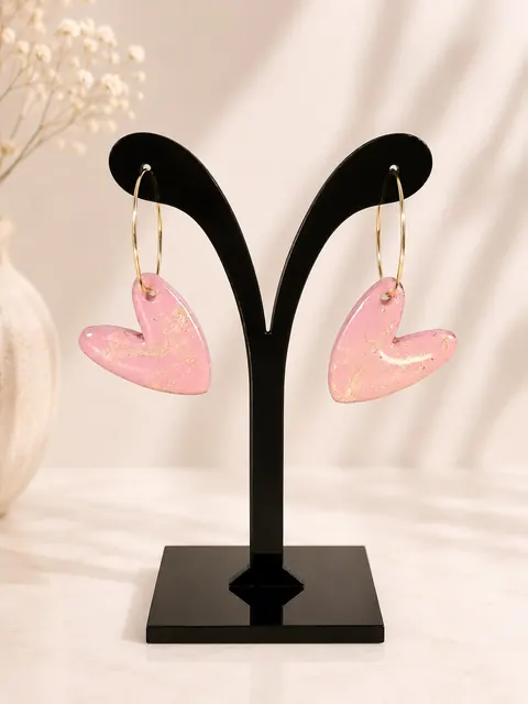 Aros Corazones Rosa Brillante, aros hechos a mano – Karivé Joyas