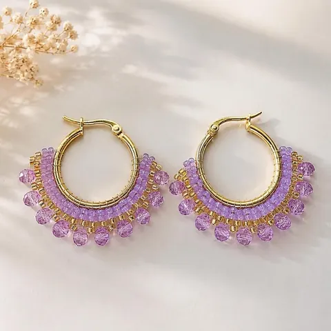 Argollas Luna Lila, aros hechos a mano – Karivé Joyas