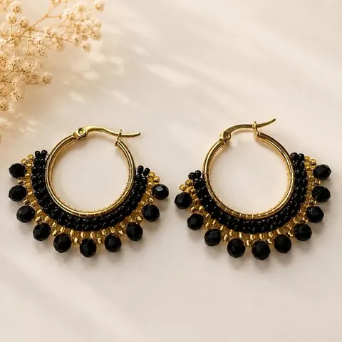 Argollas Luna Negra, aros hechos a mano – Karivé Joyas