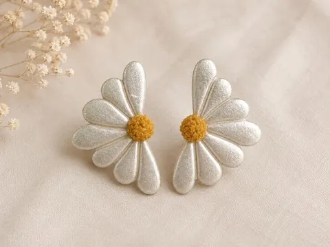 Aros Margaritas Blanco Perla, aros hechos a mano – Karivé Joyas