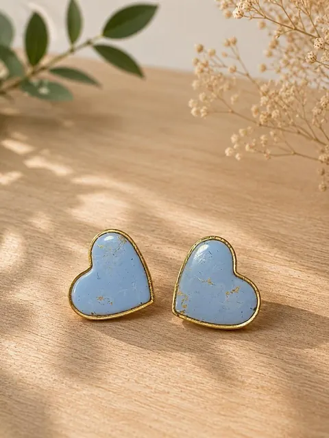 Topos Corazón Celeste, aros hechos a mano – Karivé Joyas